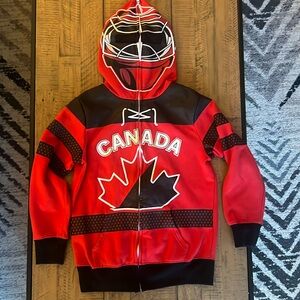 Peepin & Creepin Kids Mask Hoodie Team Canada Goalie - Size Large